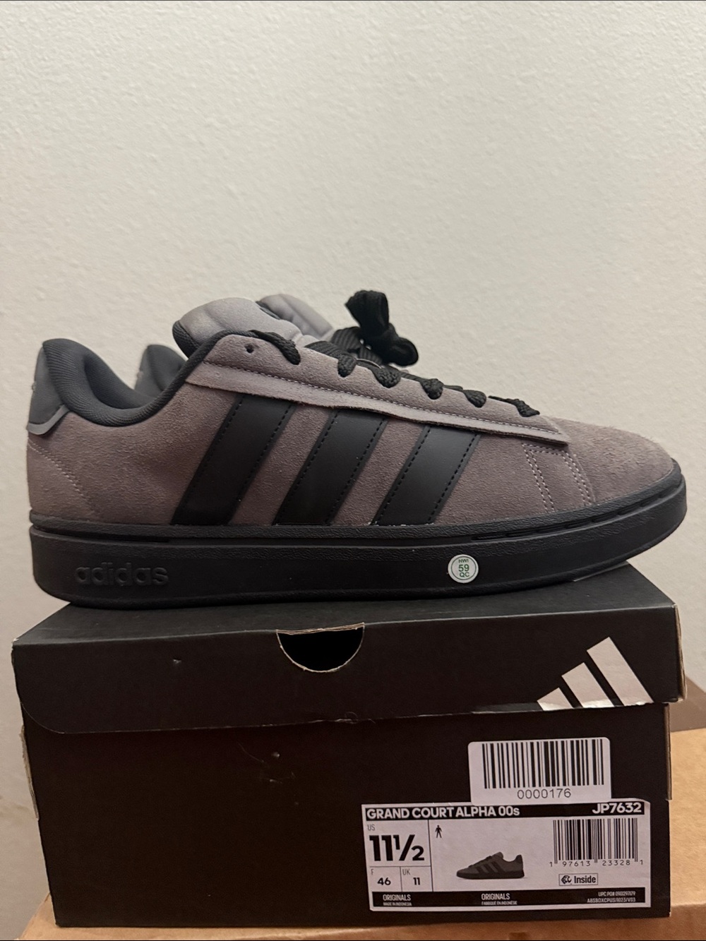 adidas Grand Court Alpha Suede Sneakers - Gray & Black